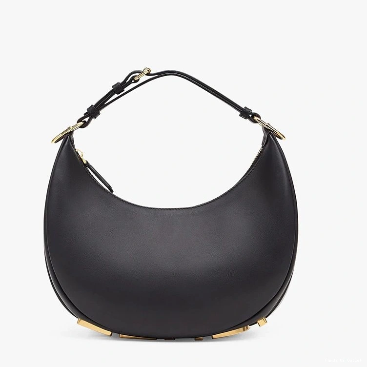 HOT Small Bag Fendi Hobo Leather Fendigraphy In Black Calf 0824